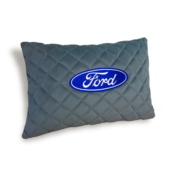 Подушки из алькантары Подушка из алькантары с вышивкой Ford (Серая)